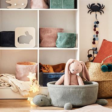 Cliquez pour agrandir et passer en diaporama Lot de 3 paniers ronds en velours côtelé - roseVELA