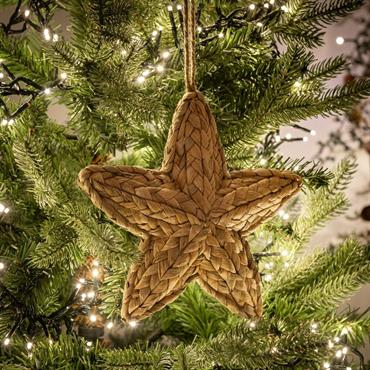 Suspension de Noël étoile en jacinthe d'eau H21cm - naturelBOZEL