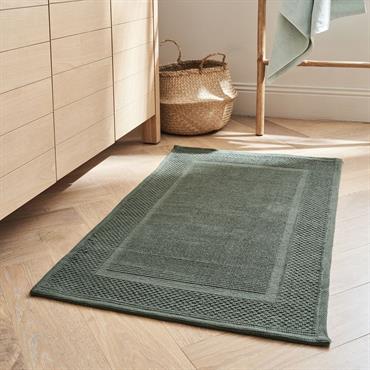 Cliquez pour agrandir et passer en diaporama Tapis de bain jacquard en coton 60x100cm - vert cèdreBAGNO