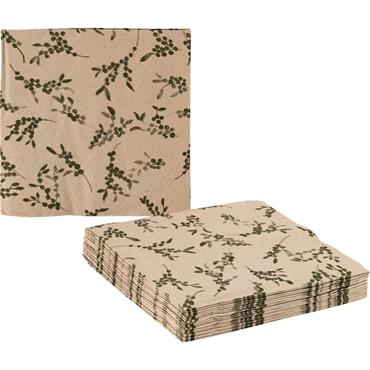 Cliquez pour agrandir et passer en diaporama Lot de 20 serviettes en papier motif à fleurs 33x33cm - beige alpillesBAIA