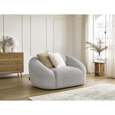 Cliquez pour agrandir et passer en diaporama Fauteuil TINA tissu bouclette gris clair BOBOCHIC