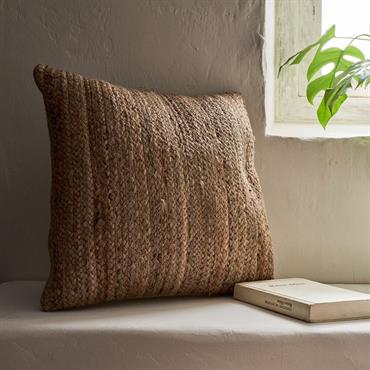 Cliquez pour agrandir et passer en diaporama Coussin en toile de jute tressée 45x45cm - naturelRUSH