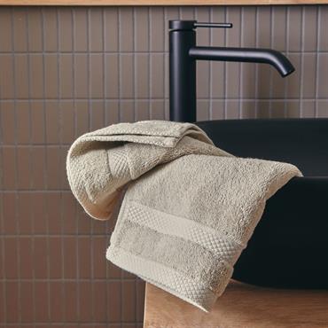 Cliquez pour agrandir et passer en diaporama Lot de 2 serviettes invités en coton peigné - beige alpilles 30x50cmAZUR