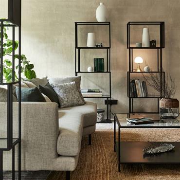 Bibliothèque en verre et métal - noir L60xP30xH170cmHENU