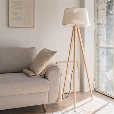 Cliquez pour agrandir et passer en diaporama Pied de lampadaire en bois d'hévéa H130