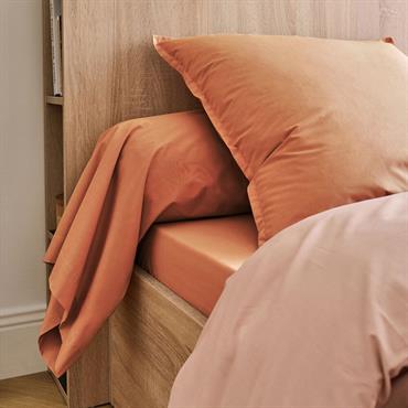 Cliquez pour agrandir et passer en diaporama Taie de traversin en percale de coton - brun rustrel 43x190cmFLORE