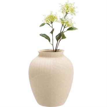Cliquez pour agrandir et passer en diaporama Vase classique en grès strié H30cm - blancLOSSE