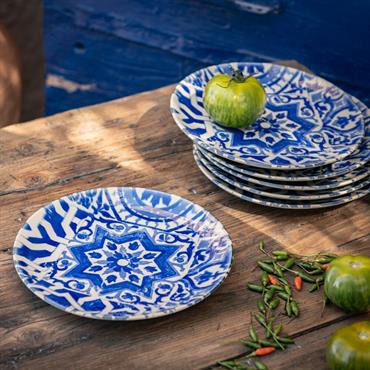 Cliquez pour agrandir et passer en diaporama Lot de 6 assiette à dessert motif mandala en grès d21