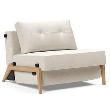 INNOVATION LIVING Fauteuil design SOFABED CUBED 02 WOOD convertible lit 200x90 cm Bouclé Off White