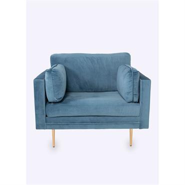 Fauteuil large velours et pieds acier Venture Design - VEN-18046-987