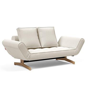 INNOVATION LIVING Canapé design GHIA WOOD convertible 80x210 cm tissu Bouclé Off White