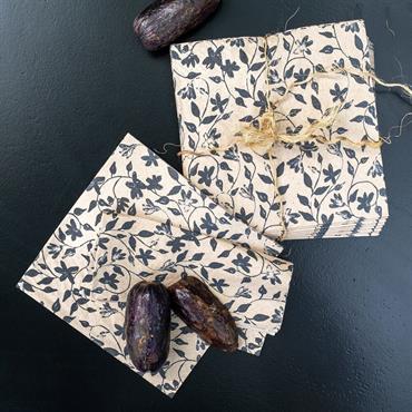 Cliquez pour agrandir et passer en diaporama Lot de 20 serviettes en papier motif floral 33x33cm - beige alpillesJALI