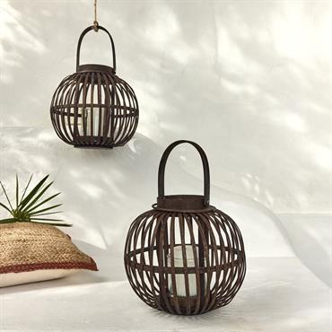 Cliquez pour agrandir et passer en diaporama Lanterne en bambou H26cm - marronCLAIRA