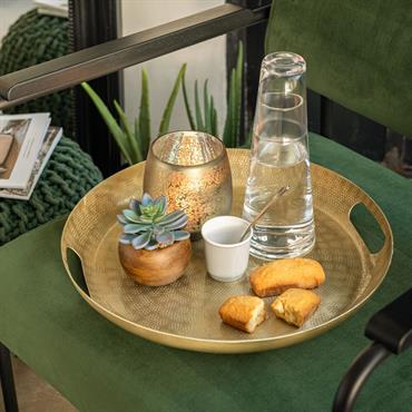 Plateau rond en aluminium D40cm - doréROUMI