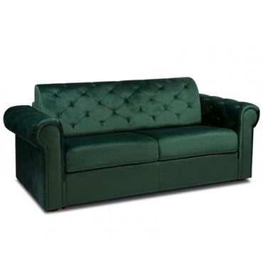 Canapé 2-3 places CHESTERFIELD Convertible Express 120 cm sommier lattes matelas 16 velours vert