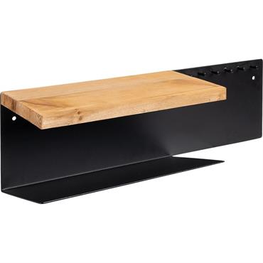Etagère murale en pin et métal - noir L50xl15