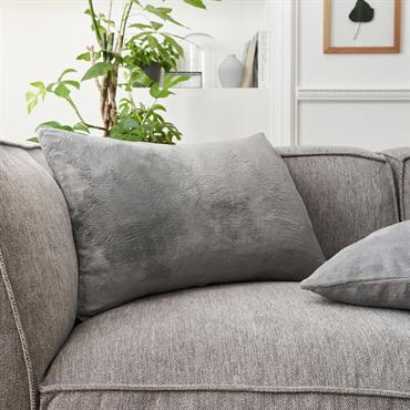 Lot de 2 housse de coussin effet polaire 40x60cm - gris restanque 
