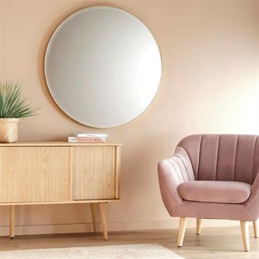 Miroir rond avec pourtour en métal D100 cm - doréROUND