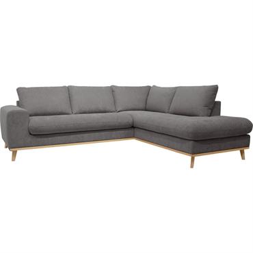 Canapé d'angle droit fixe en tissu Storm - gris moyenCAPIA