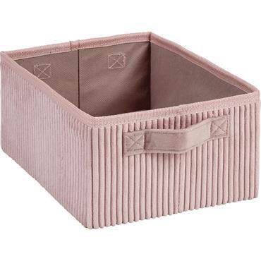 Cliquez pour agrandir et passer en diaporama Panier de rangement en velours côtelé - rose H12xL26xl20cmVELA