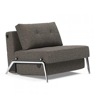 INNOVATION LIVING  Fauteuil design CUBED 02 ALU convertible 200x90cm tissu Flashtex Dark Grey