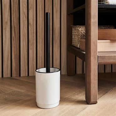 Porte-brosse et brosse WC en grès - blancDIVI