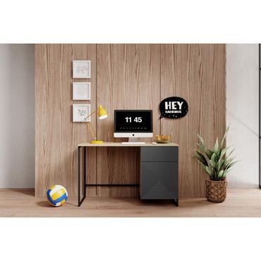 Cliquez pour agrandir et passer en diaporama Bureau 1 porte et 1 tiroir ALICE pieds en métal gris foncé BOBOCHIC