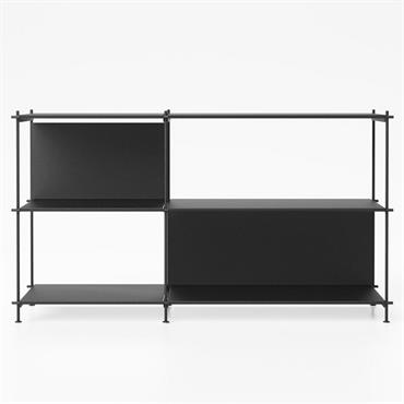 Bibliothèque MUSA  structure acier noir 2 étagères noir