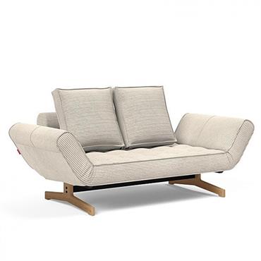 INNOVATION LIVING Canapé design GHIA WOOD convertible 80x210 cm tissu Corduroy Ivory