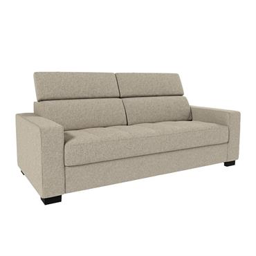 Cliquez pour agrandir et passer en diaporama Canapé 3 places convertible en tissu pop avec accoudoirs 20cm - beigeMAURO