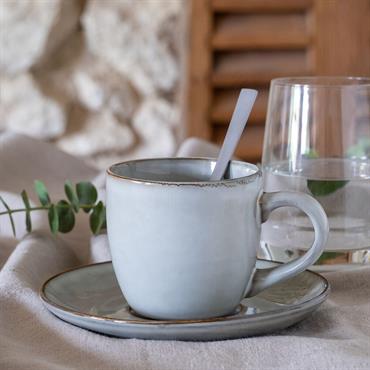 Lot de 4 tasse et soucoupe petit-déjeuner en grès 22cl - vert 
