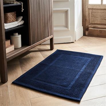 Cliquez pour agrandir et passer en diaporama Tapis de bain jacquard en coton 50x80cm - bleu encreBAGNO