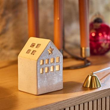 Photophore maisonnette de Noël en dolomite H11cm - grisDOLOMAI