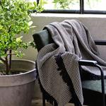 Plaid à franges et motifs en coton - noir 130x170cmPARA