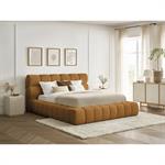 Lit coffre MONT-BLANC tissu bouclette jaune 140x190  BOBOCHIC