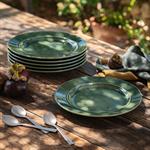 Lot de 6 assiette à dessert en grès d24cm - vert avocado 