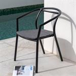 Lot de 2 chaise de jardin avec accoudoirs en aluminium - noir 