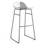 Tabouret ACADEMY structure métal assise plastique gris fumé transparent