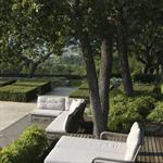 Salon d'extérieur classique en fibre ronde couleur pierre