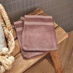 Lot de 2 gants de toilette en coton peigné - brun rhassoulAZUR