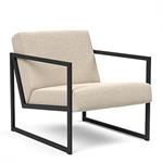 INNOVATION LIVING Chaise design VIKKO ARMS métal noir Tissu Phobos Latte