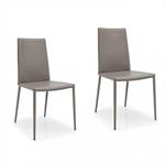 Lot de 2 Chaises BOHEME structure métal assise cuir grège