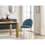 Chaise LALIE tissu velours côtelé et pieds métal or bleu foncé   BOBOCHIC