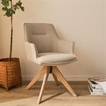 Chaise de repas avec accoudoirs en tissu - grisMONS