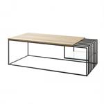 Table basse JULLY chêne massif huilé et métal noir