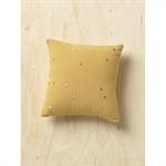 Coussin gaufré à pois brodés jaune