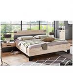 Lit style industriel VERNON 180 x 200 cm pin argenté vieilli et graphite