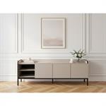 Meuble TV 2 portes 2 niches 160 cm AURIANE pieds métal noir beige   BOBOCHIC