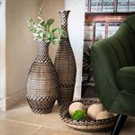 Grand vase en bambou et jonc de mer tressé H84cm - noirAGANTA