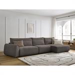 Canapé grand angle incurvé fixe ADEN taupe  angle droit BOBOCHIC 4 places